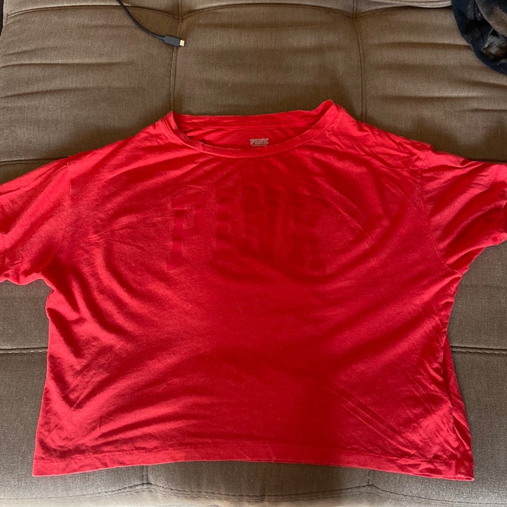 pink PINK short sleeve crop top